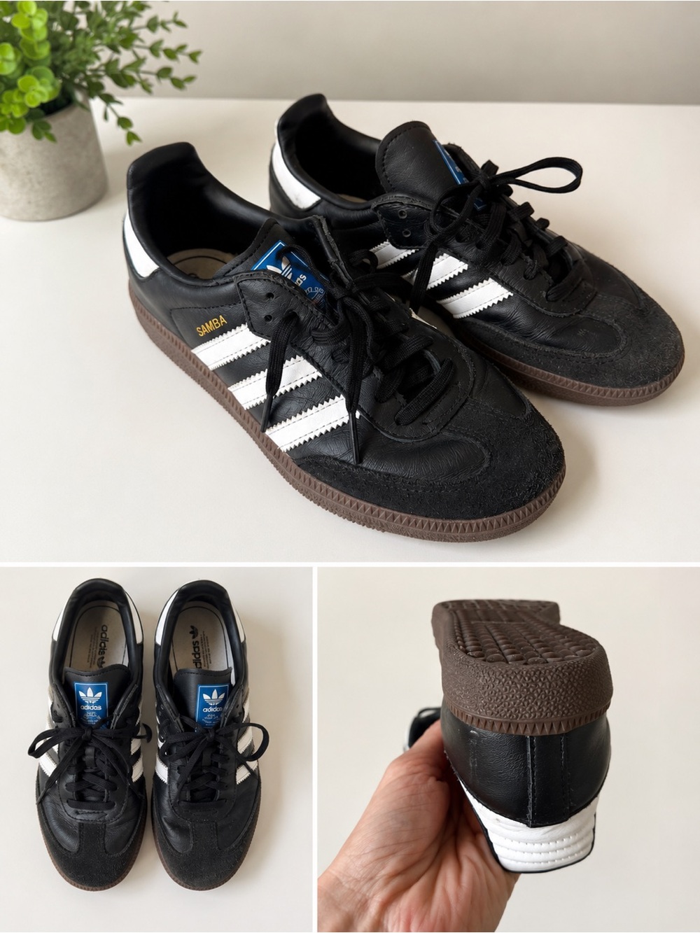 adidas Samba Classic Sneakers in Black/White with Gum Sole